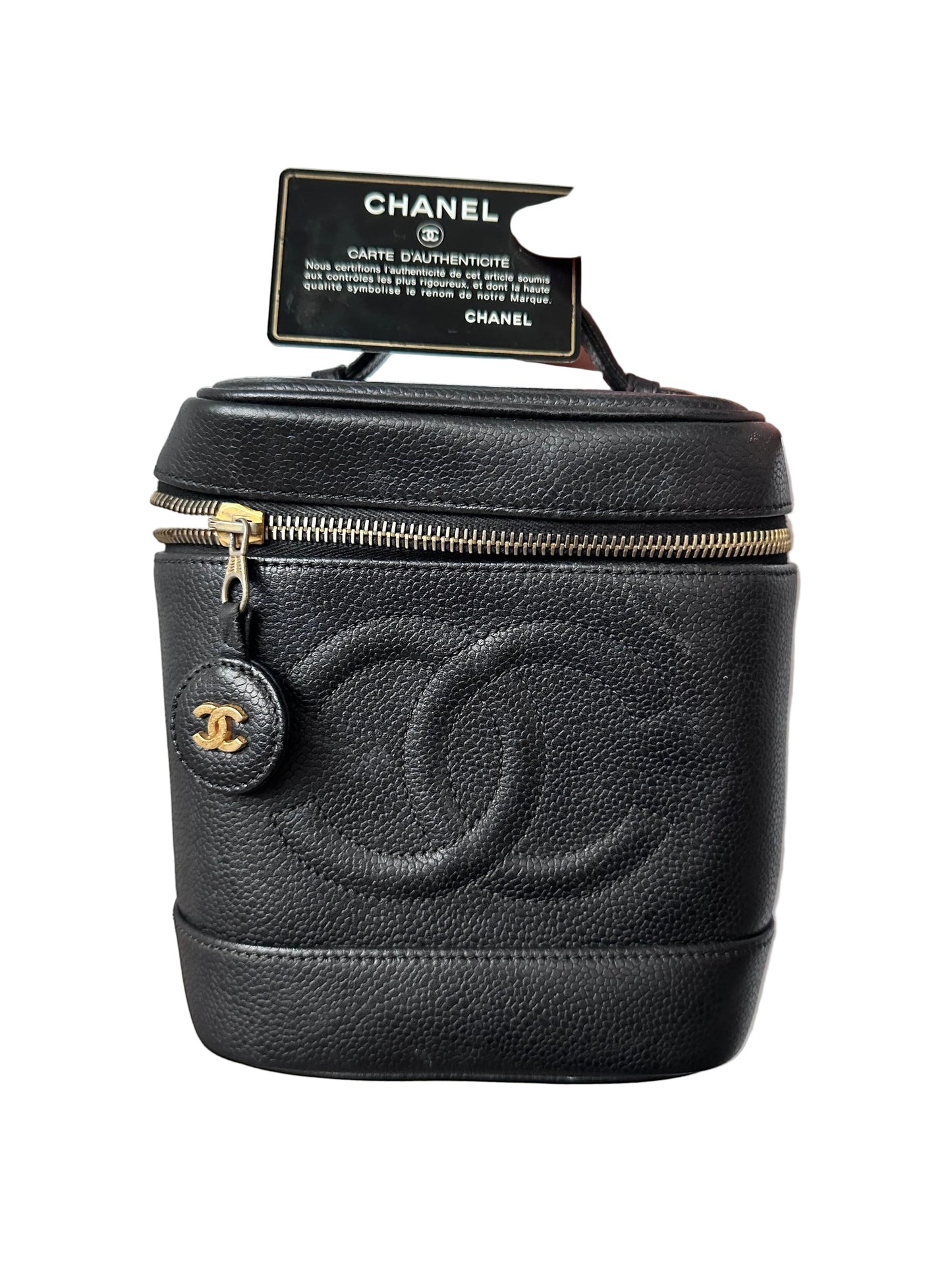 Chanel Vintage Caviar Vanity Top Handle Bag Black