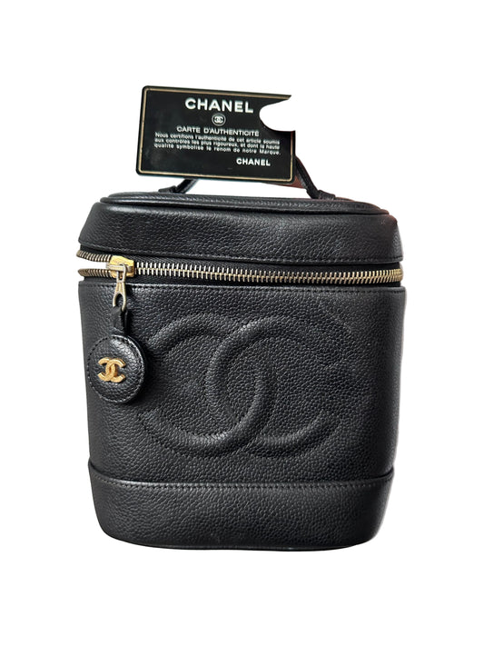Chanel Vintage Caviar Vanity Top Handle Bag Black