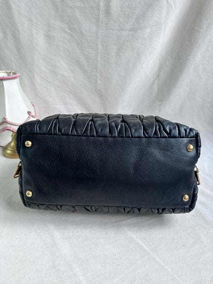 Miu Miu Large Matelasse Nappa Leather Bag Black