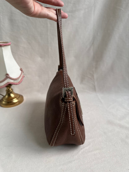 Fendi Brown Leather Small Baguette Bag