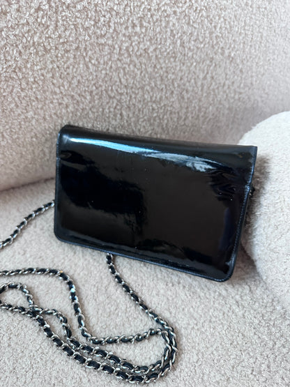 Chanel Vintage Wallet On Chain Bag - Black Patent