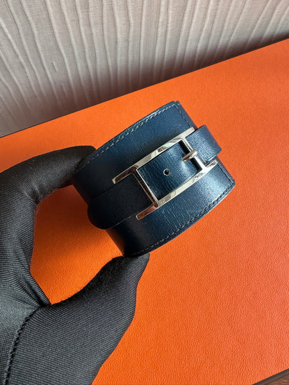 Hermes Hapi Bracelet Navy Blue PHW