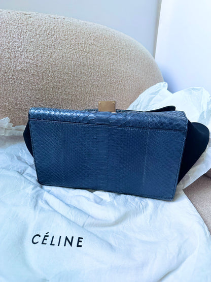 Celine Navy Python Trapeze Bag