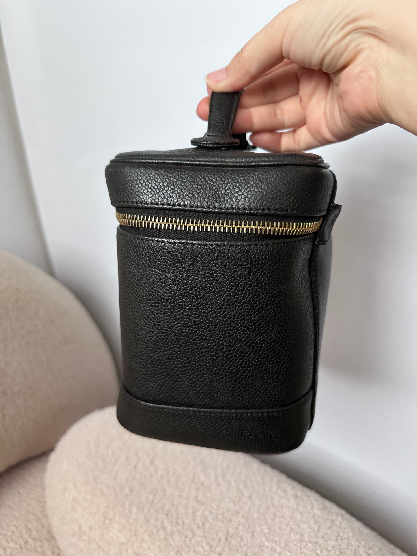 Chanel Vintage Caviar Vanity Top Handle Bag Black