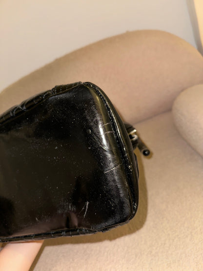 Chanel Large Ligne Bowling Shoulder Tote - Black Patent