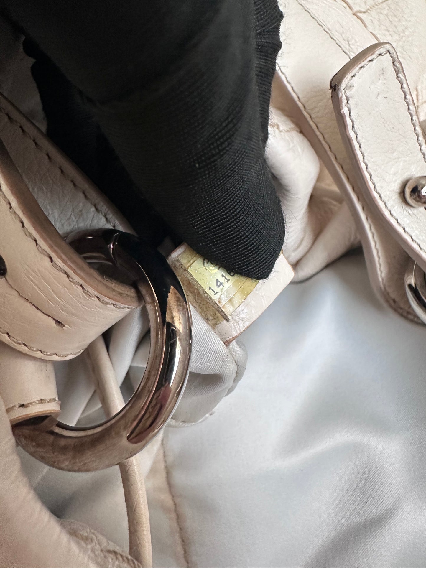 Chanel Maxi Hobo Caviar Bucket Shoulder Bag - Cream Beige / Silver Hardware