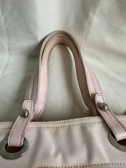 Chanel Baby Pink Biarritz Shoppers Tote Bag