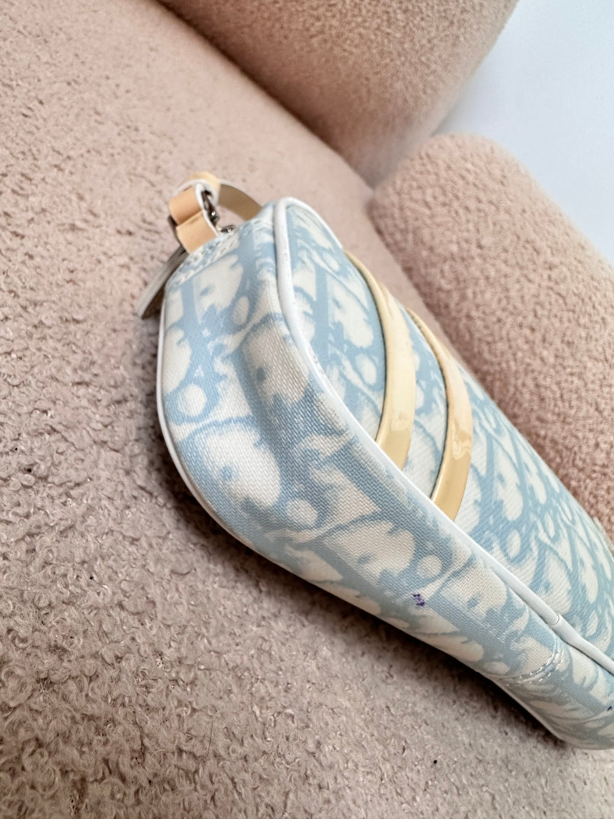 Dior Trotter Diorssimo Mini Hobo Shoulder Bag Baby Blue