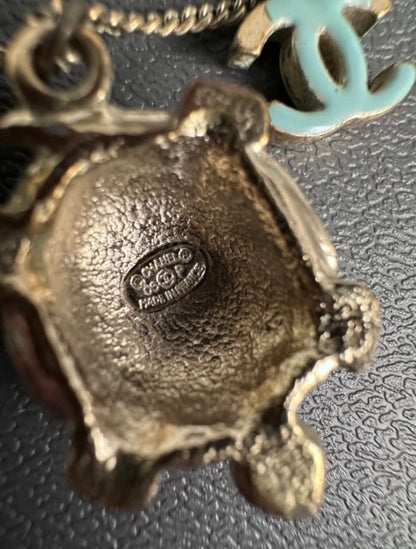 Rare Chanel 2008 Ribbon Turtle CC Icon Necklace Pendant