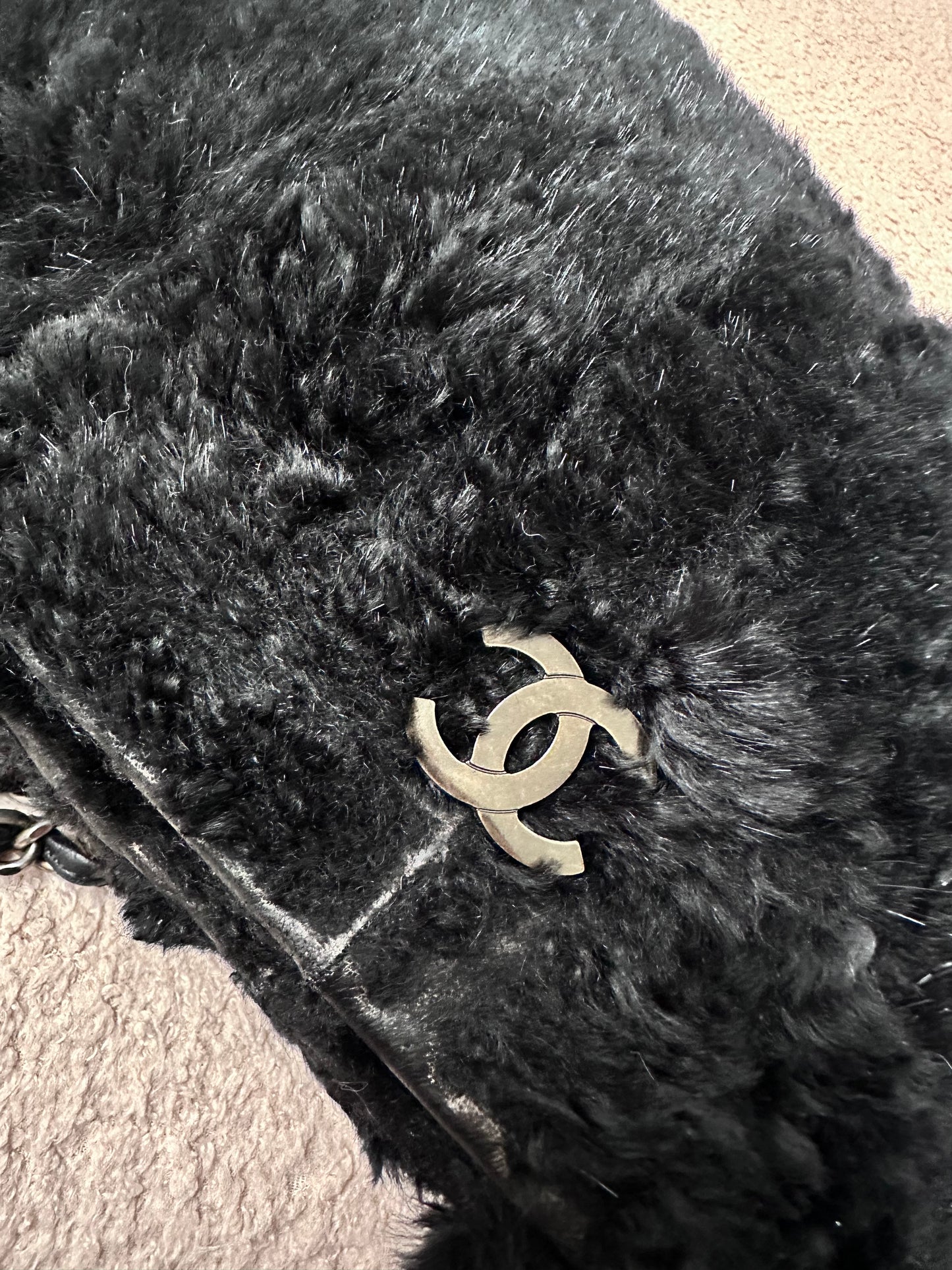 Chanel Archive 2000-2002 Rabbit Fur East West Tote