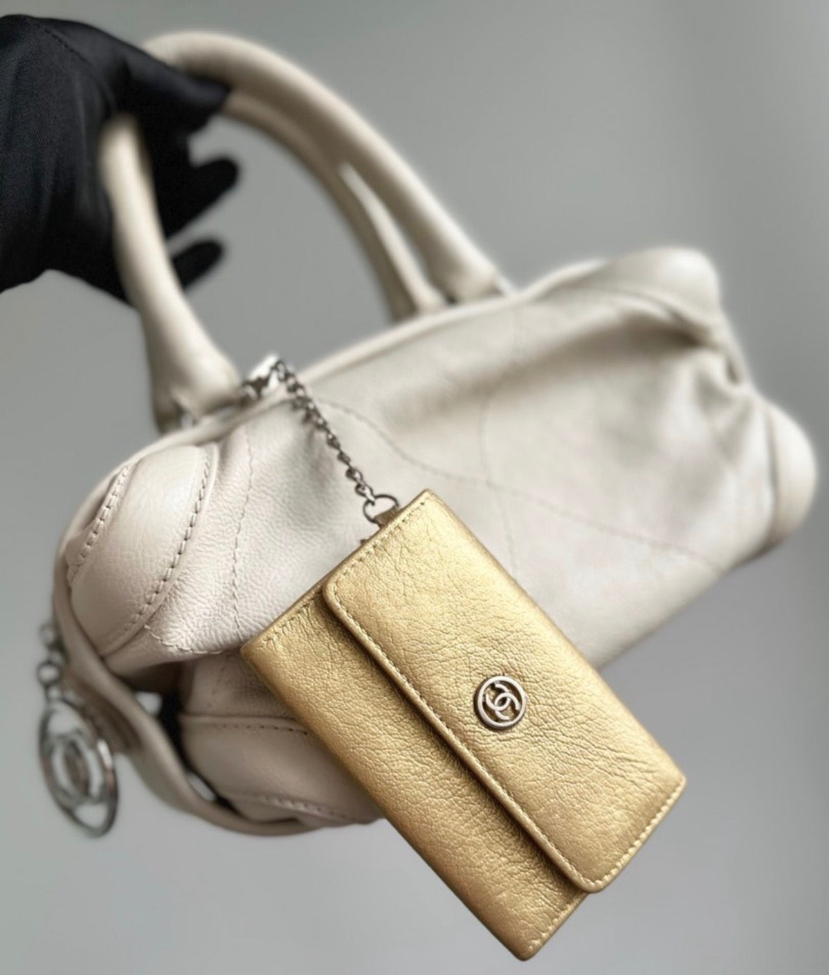 Chanel Key Pouch Bag Charm Gold Metallic