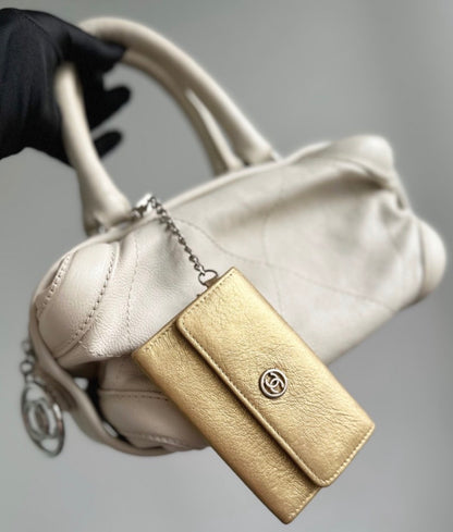 Chanel Key Pouch Bag Charm Gold Metallic