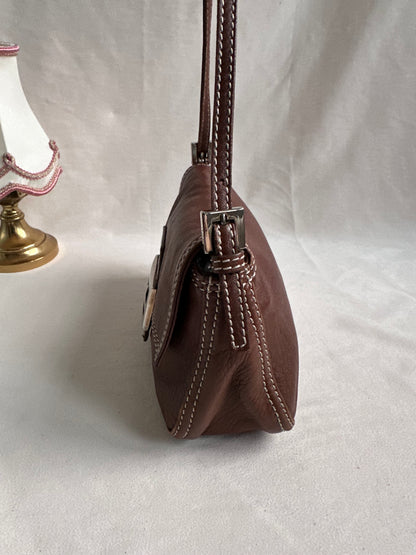 Fendi Brown Leather Small Baguette Bag