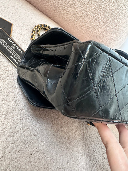 Chanel Vintage Double Face Black Quilted Classic Flap Bag