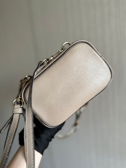 Chloe Faye Mini Backpack Bag Beige Grey Leather