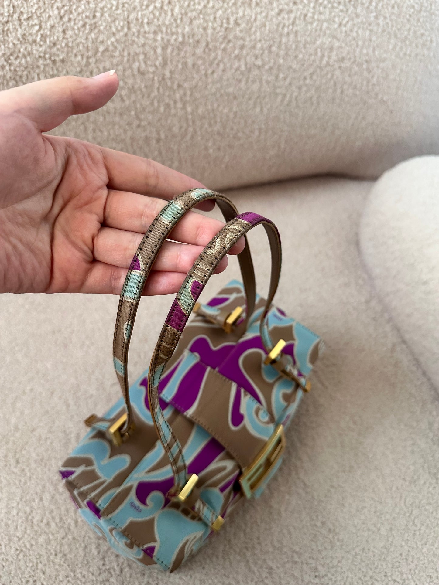 Rare Fendi 2002 Archive Swirl Bento Box Baguette Bag