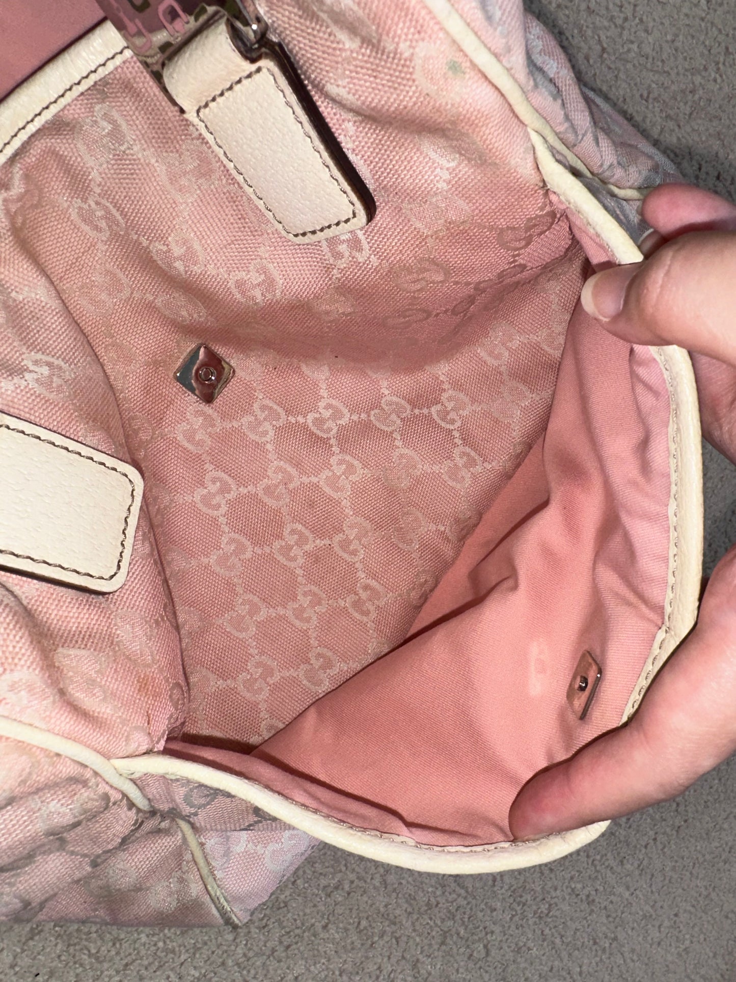 Gucci Pink GG Sherry Canvas Tote Bag