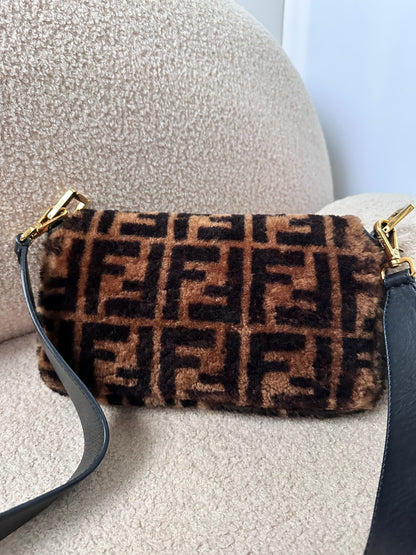 Fendi Shearling Fur Zucca Baguette