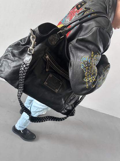 Gucci Voyager Black Leather Hobo Extra Large Tote Bag