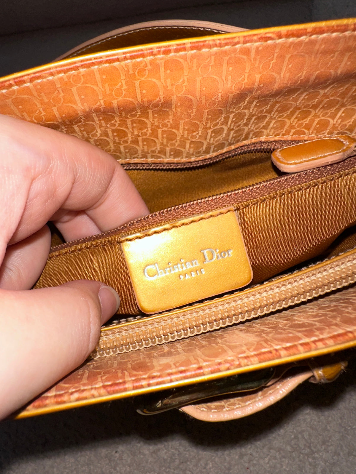 Christian Dior Orange Iridescent Trotter Jeans Pocket Shoulder Bag