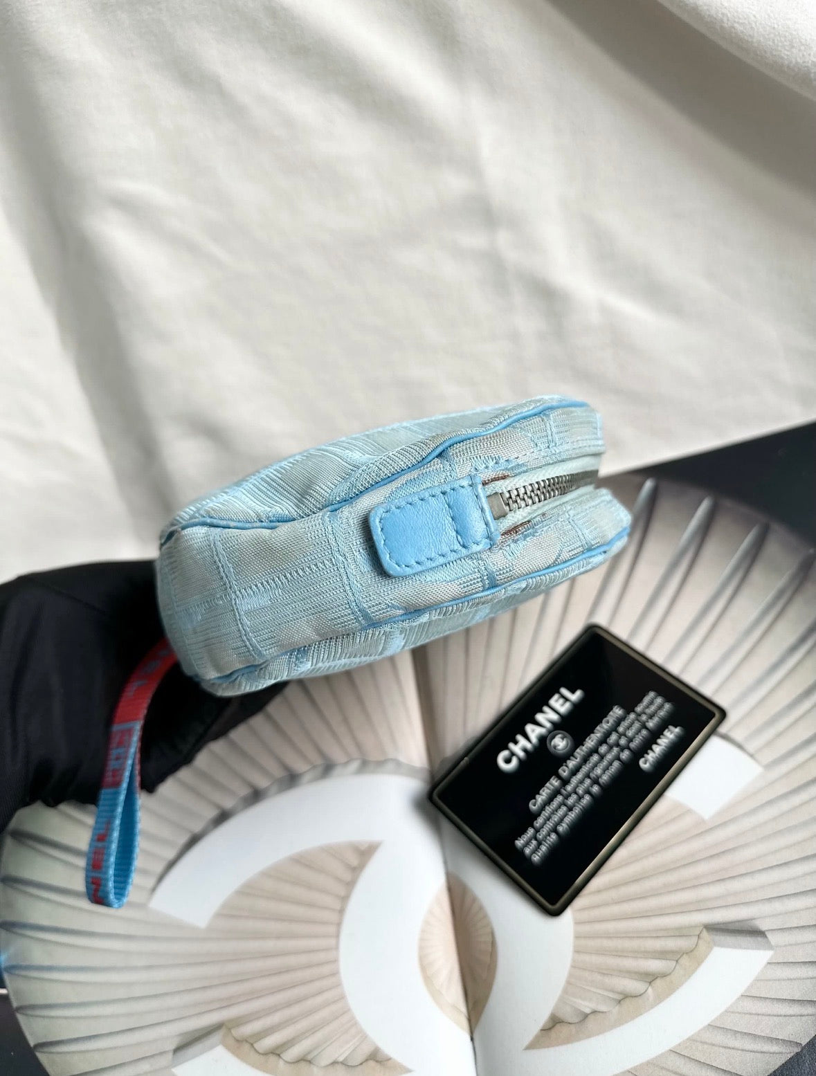 Chanel Blue Travel Line Round Zip Pouch