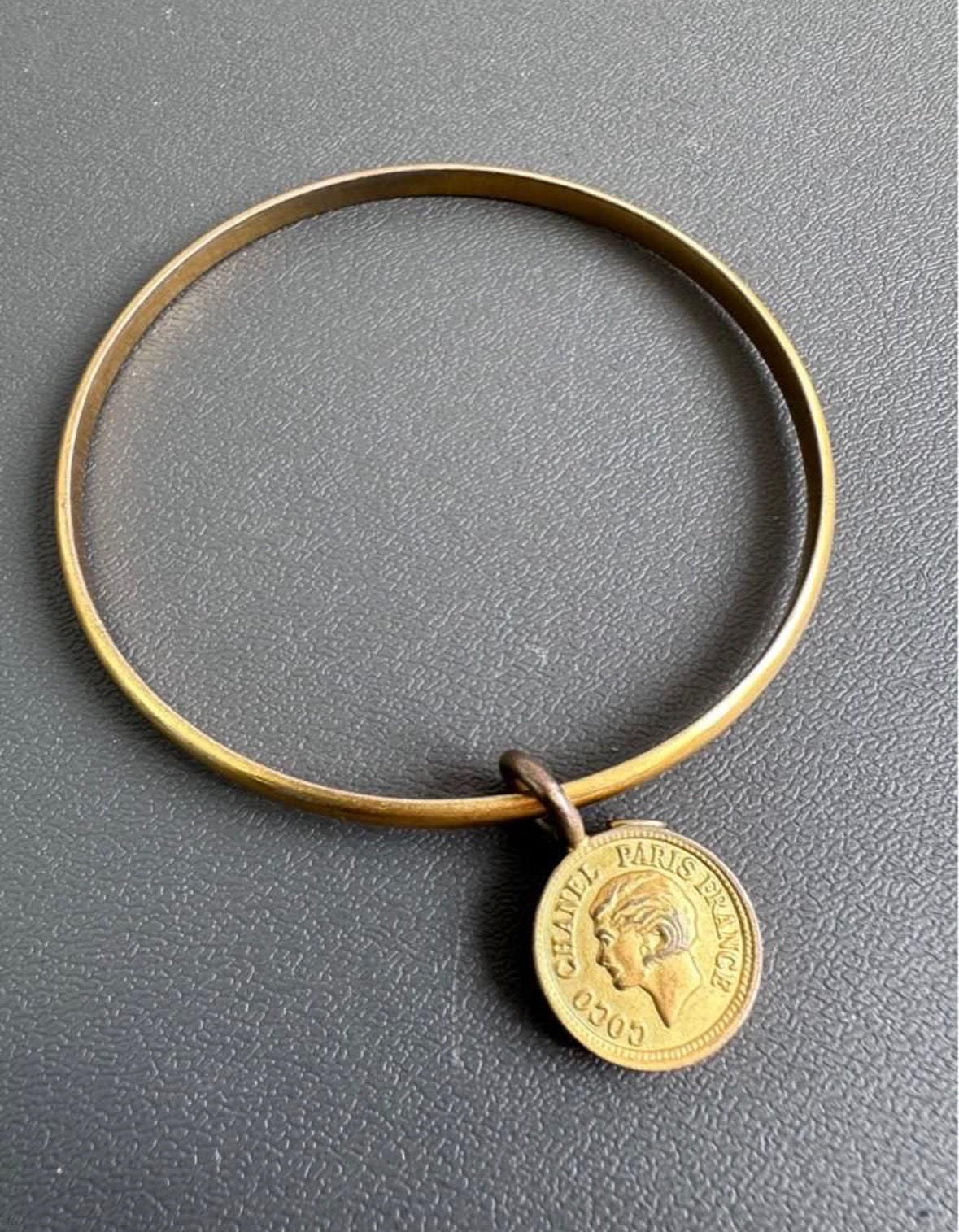 Chanel 1885 Vintage 24K Gold Paris Coin Medallion Charm Bangle Bracelet