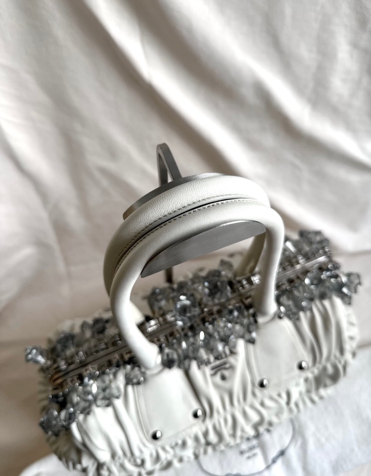 Prada Archive Gathered Crystal-embellished Top Handle Bag