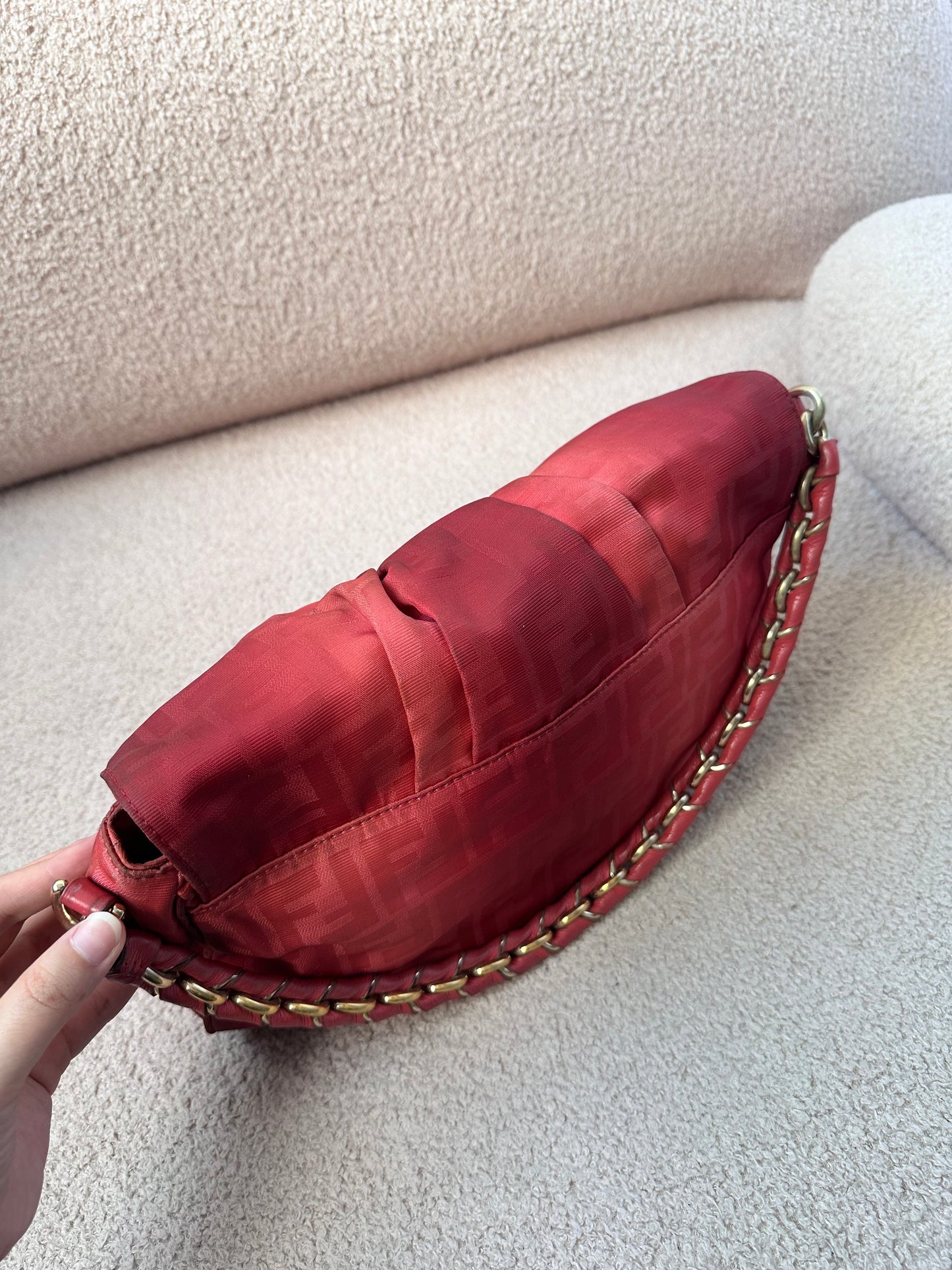 Fendi Mamma Baguette Red Fabric / Gold FF Hardware