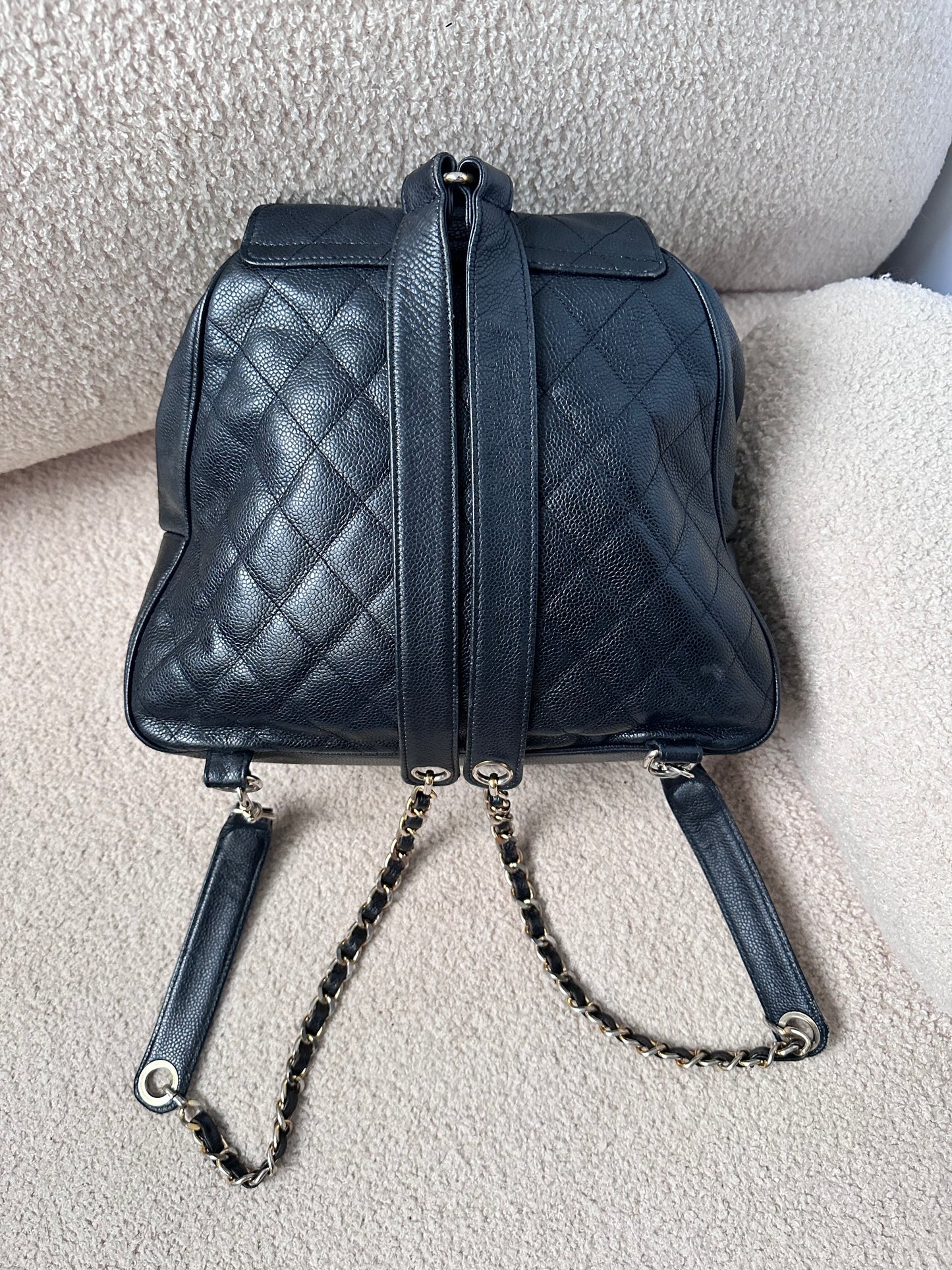 Chanel Caviar Large Vintage Quilted CC Backpack - Black / 24k Gold Plated Hardware