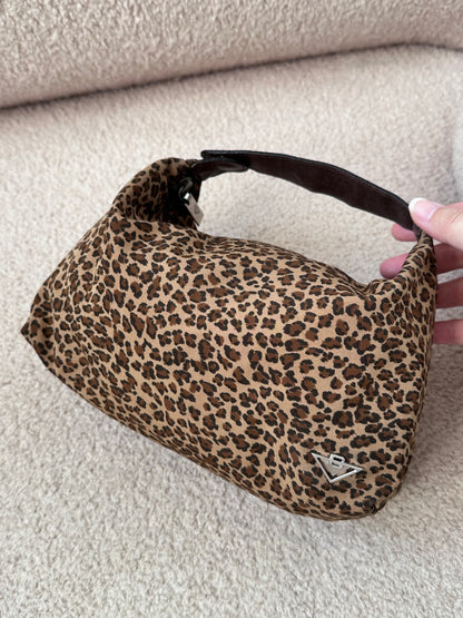 Bottega Vaneta Leopard Print Mini Hobo Top Handle Bag