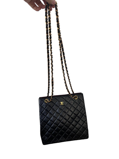 Chanel Vintage Timeless Classic Vertical Quilted Shopping Tote Bag