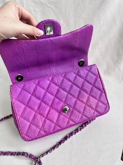 Rare Chanel Jumbo Purple Python Easy Carry Flap Bag