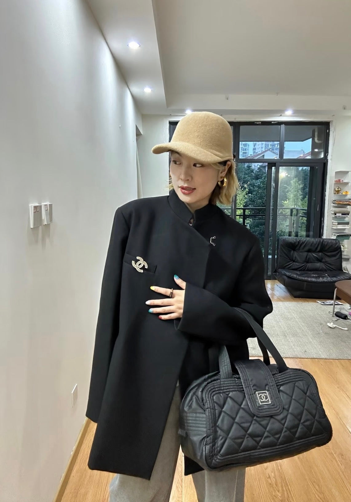 Rare Chanel 2005-2006 Black Nylon Sport Line Travel Bag