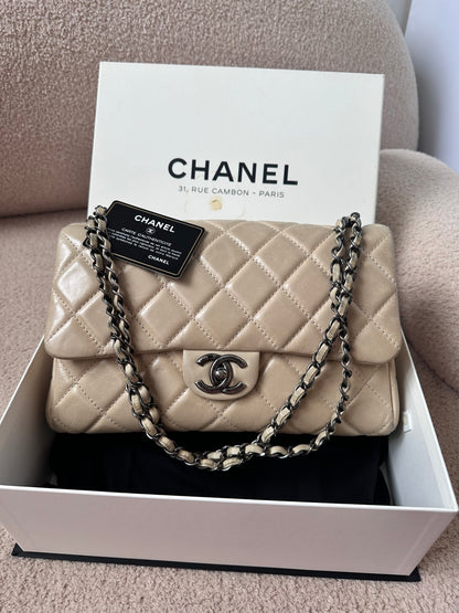 Chanel Large Classic Flap Bag Beige Calfskin