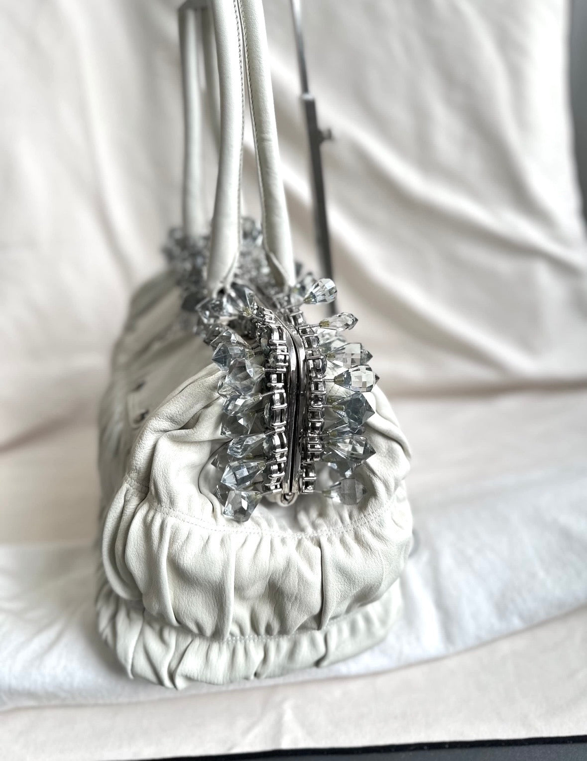 Prada Archive Gathered Crystal-embellished Top Handle Bag