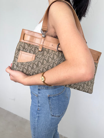 Christian Dior Green Oblique Trotter Jeans Pocket Shoulder Bag