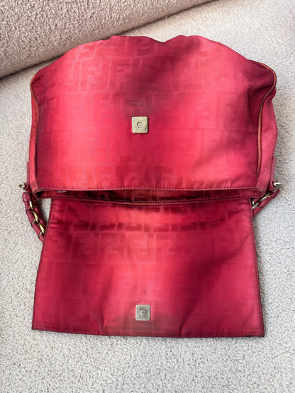 Fendi Mamma Baguette Red Fabric / Gold FF Hardware