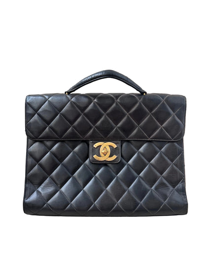 Vintage Chanel Jumbo Briefcase Business Tote Bag Rare Vintage