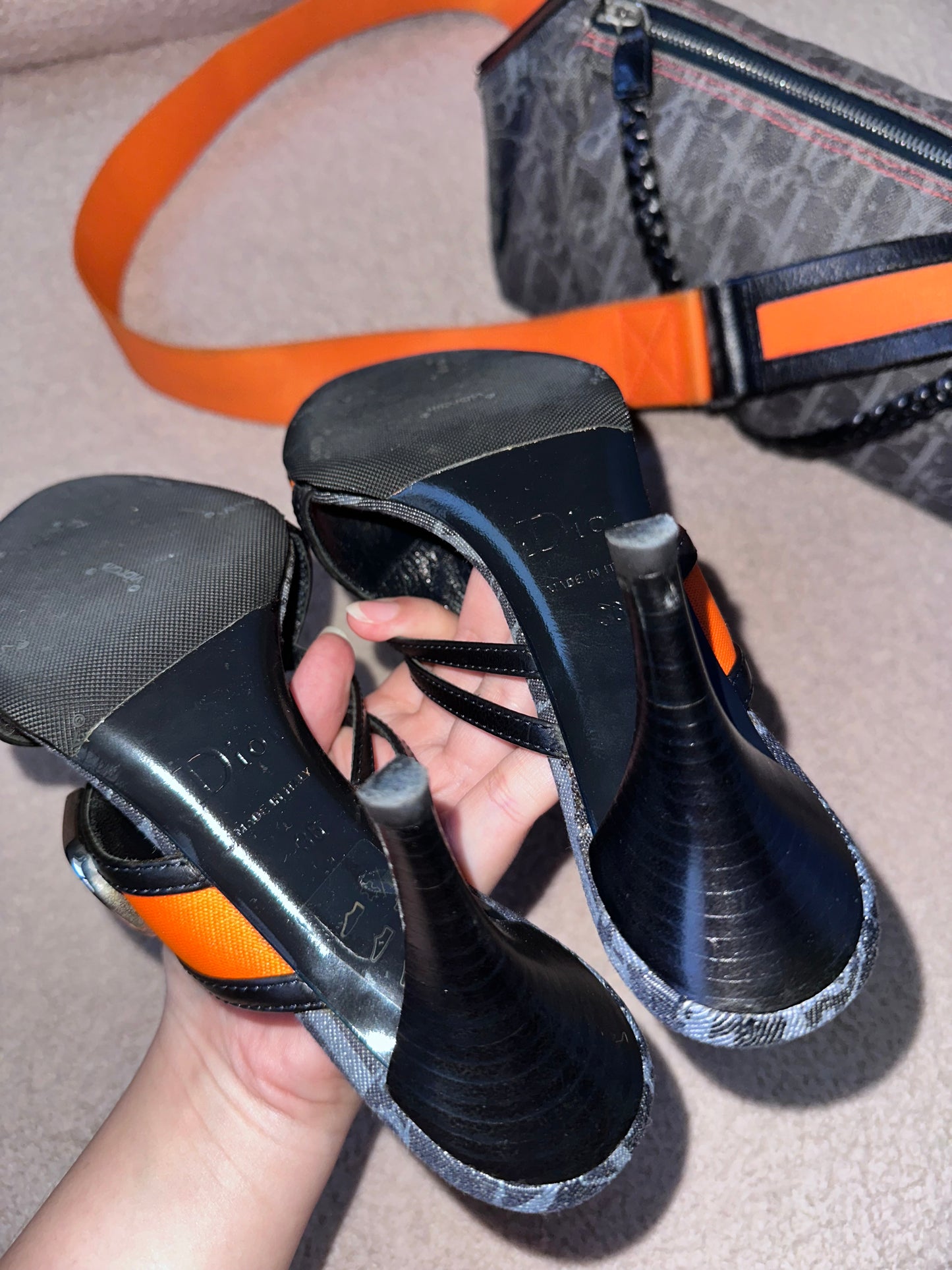 Dior by John Galliano “Remove before flight” Vintage Mules Heels