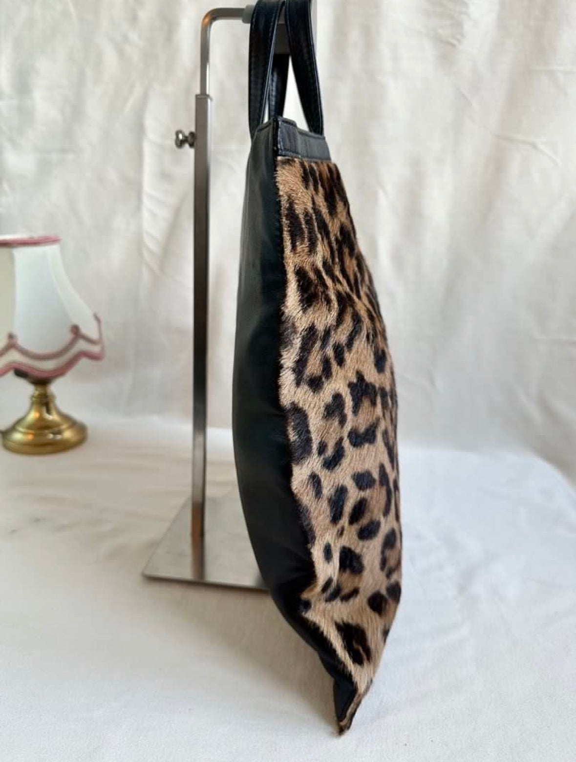 RARE Loewe Pony Hair Leopard Print Nappa Leather Vintage Tote Bag
