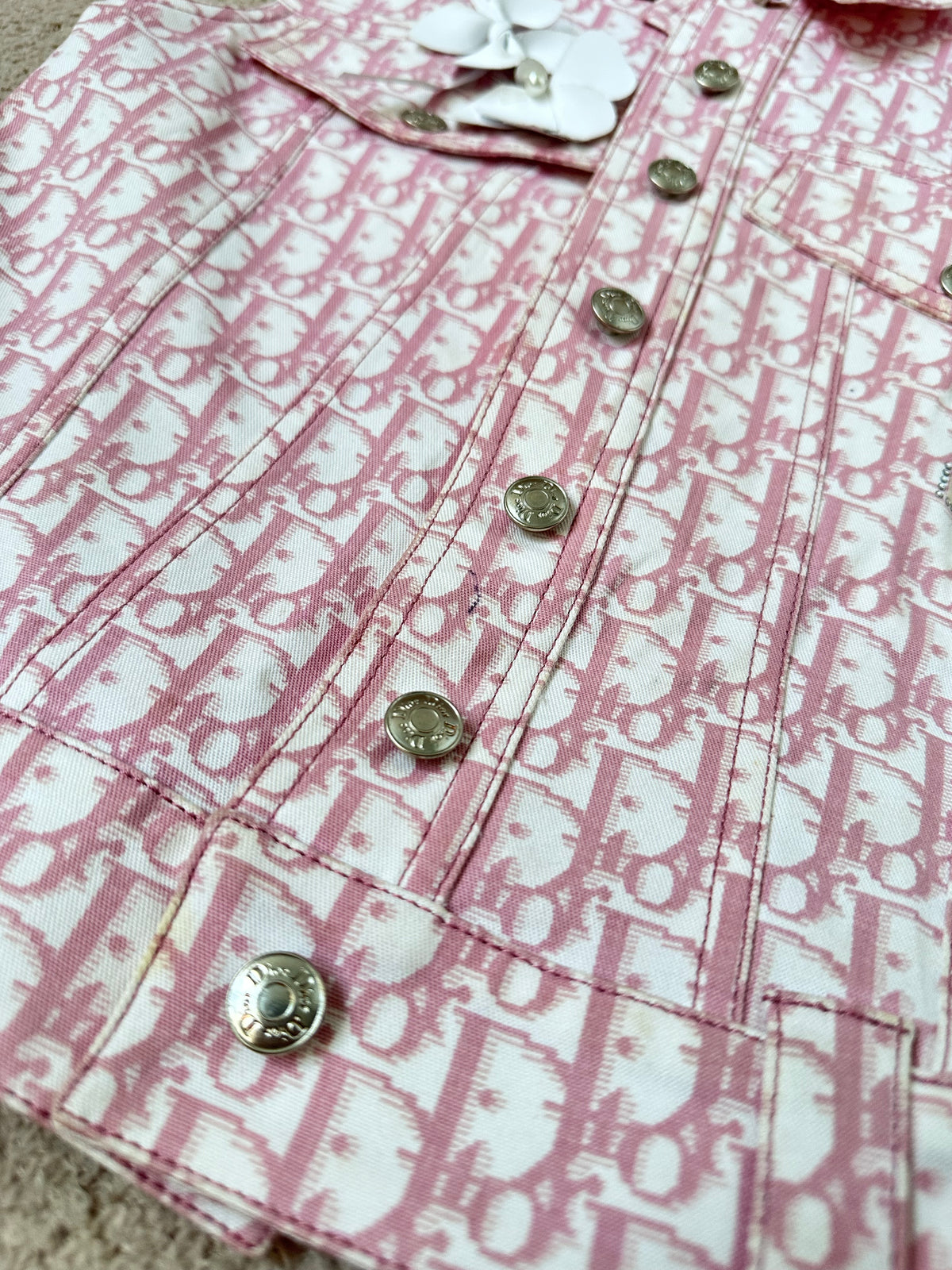 Dior John Galliano Pink Trotter Vest Flowers Jacket Top