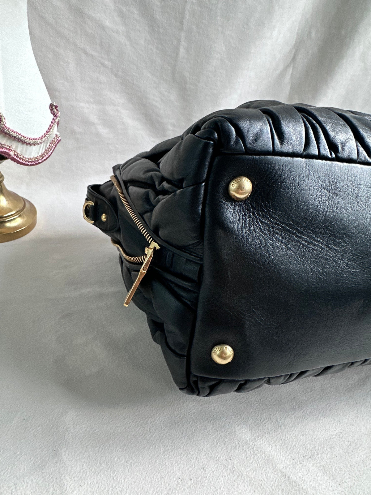 Miu Miu Large Matelasse Nappa Leather Bag Black