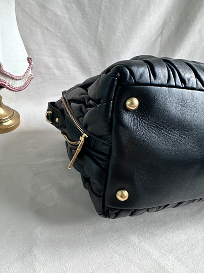 Miu Miu Large Matelasse Nappa Leather Bag Black