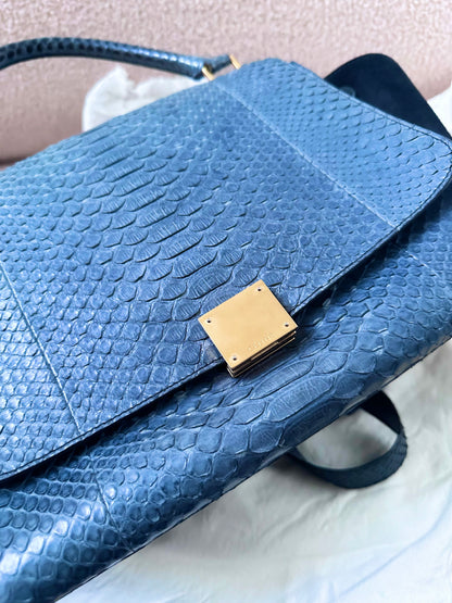 Celine Navy Python Trapeze Bag