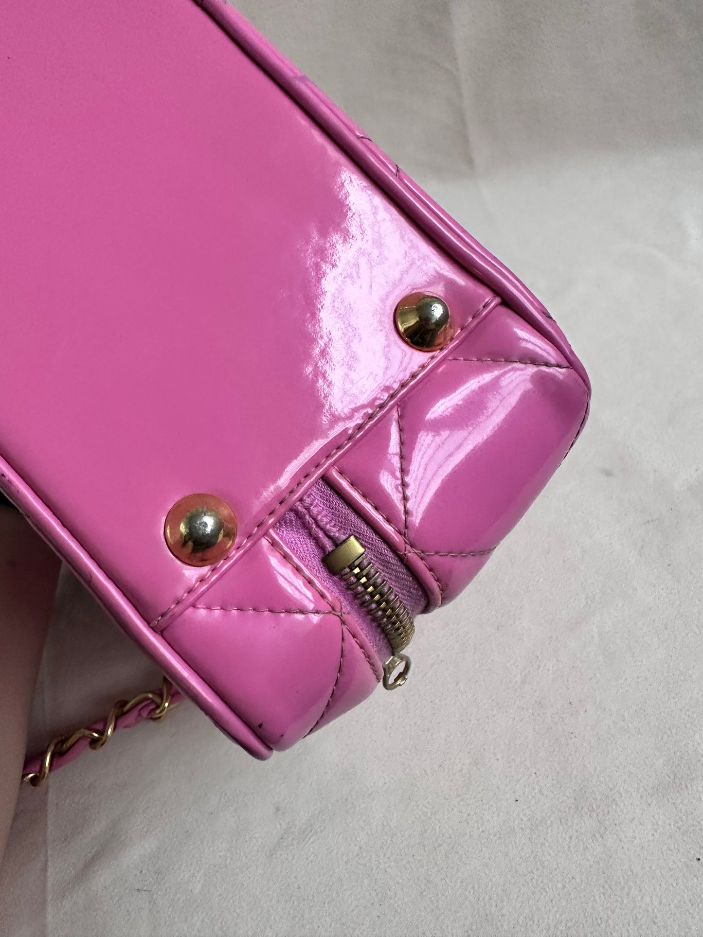 Rare Chanel 1995 Barbie Pink Medium Vanity Two Way Bag with Chain