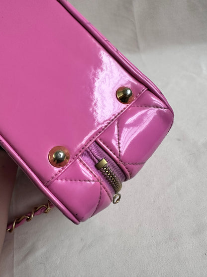 Rare Chanel 1995 Barbie Pink Medium Vanity Two Way Bag with Chain
