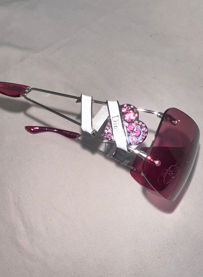 Rare Dior John Galliano “Heart Core” Crystal Pink Sunglasses