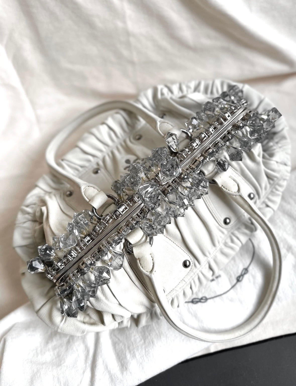 Prada Archive Gathered Crystal-embellished Top Handle Bag