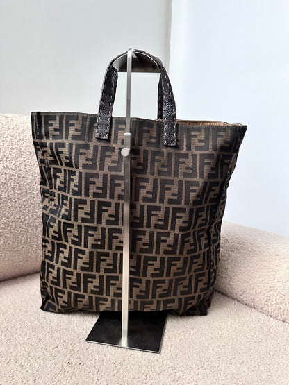 Fendi Vintage Brown FF Zucca Tote Bag