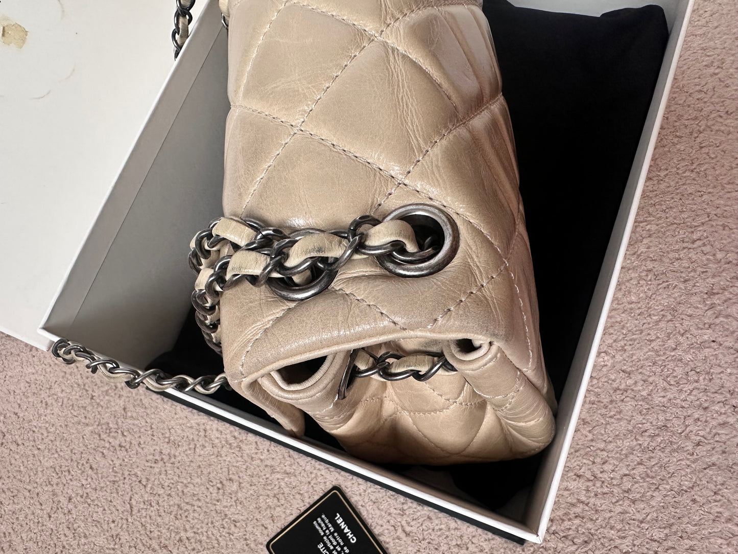 Chanel Large Classic Flap Bag Beige Calfskin